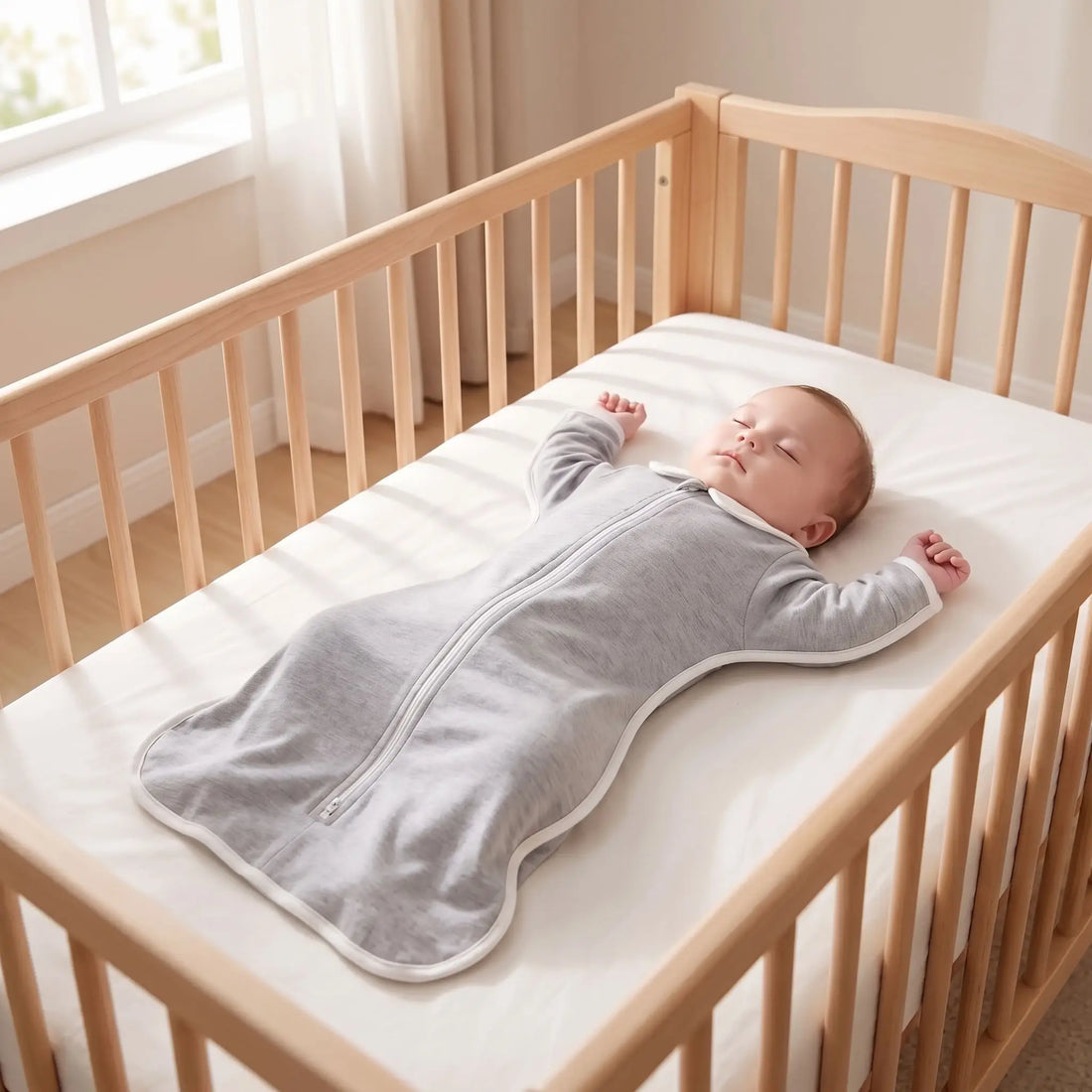 Gigoteuse bébé posée dans un lit à barreaux dégagé