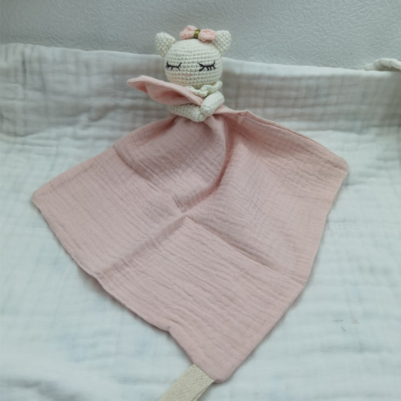 Doudou mouton bébé rose poudré crochet mousseline cadeau naissance