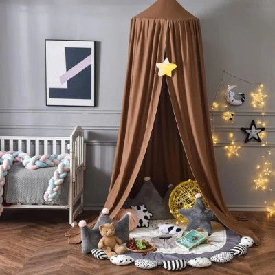 Ciel de lit bébé garçon caramel baldaquin sol jouets