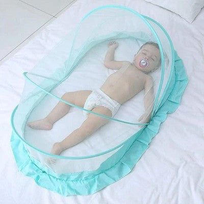 Moustiquaire lit bebe turquoise nouveau-né couche tétine lit blanc