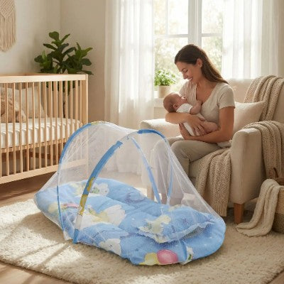 moustiquaire bebe bleue maman nourrisson chambre sereine