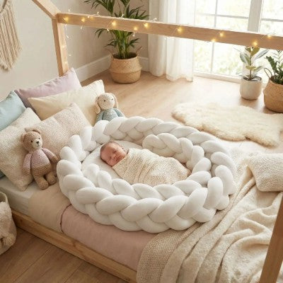 tresses de lit bébé 6 brins gris blanc comparaison côte à côte