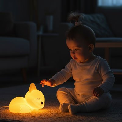 Veilleuse renard bébé curieux lumière interactive chambre