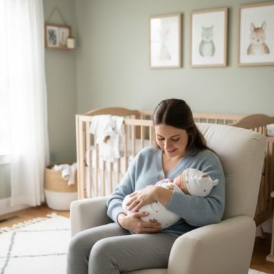 couverture emmaillotage blanche motif doux enveloppant bebe