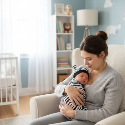 couverture emmaillotage zebra enveloppant bebe dans bras