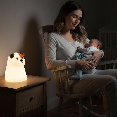 Bébé endormi paisiblement avec veilleuse Douce Nuit LED
