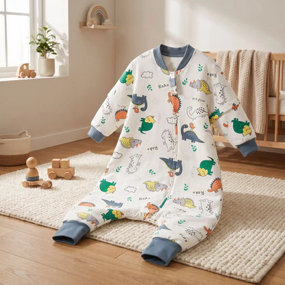 Gigoteuse avec jambes motif dinosaures, manches longues amovibles