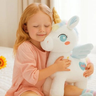 licorne peluche bébé - ailes roses bleues pastel