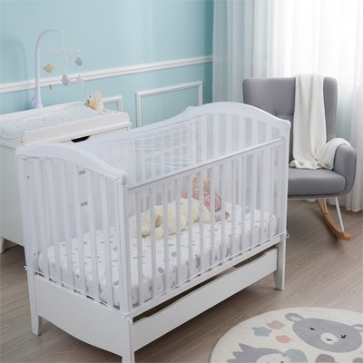 Lit moustiquaire bébé blanc chambre bleue nouveau-né protégé