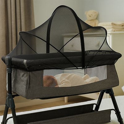 Moustiquaire lit bebe noir couffin portable nouveau-né endormi chambre