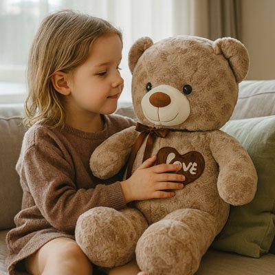 ours en peluche bébé - bébé assis dans la chambre