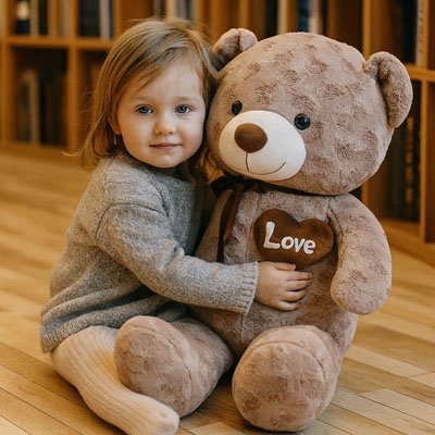 ours en peluche bébé - duo beige et brun ensemble