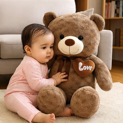 ours en peluche bébé - petite fille câlin doux