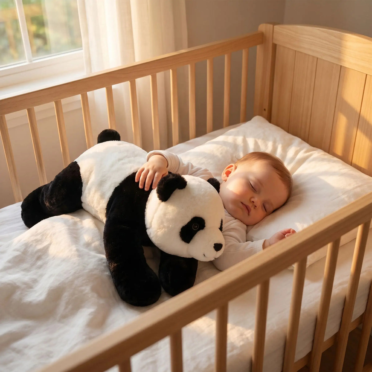 Peluche panda bébé yeux brodés sécurisés conforme CE