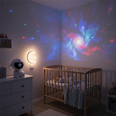 Projecteur galaxie bébé berceuse céleste étoiles et musique réunis