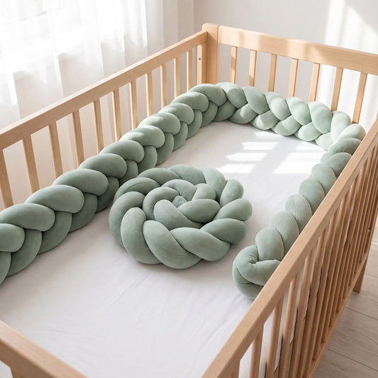 Tresse de Lit Bébé le long des barreaux d'un lit de bébé vide