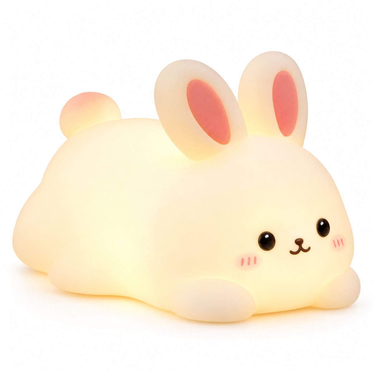Détail texture veilleuse lapin bébé - silicone doux et lueur chaude