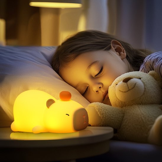Veilleuse rechargeable animal apaisant le sommeil de l’enfant.